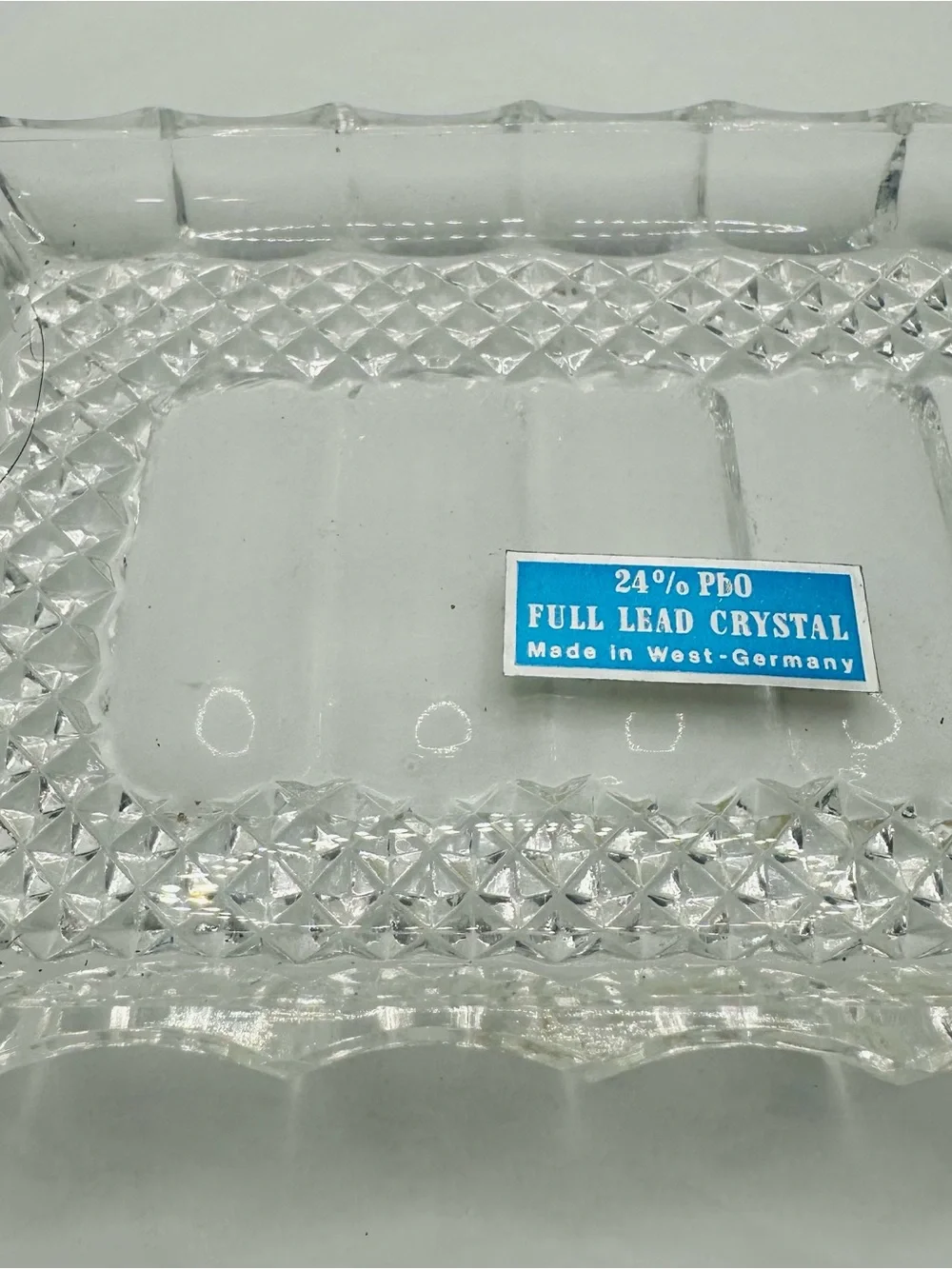 Clear Lead Crystal Rectangular Serving Tray- West Germany